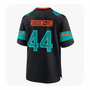 Back View For Chop Robinson Dolphins Black Game Jersey