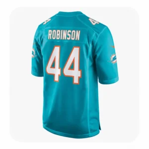 Back view of Chop Robinson jersey featuring white and orange number 44 and name Robinson.
