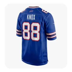 Back view of Dawson Knox Buffalo Bills Jersey showing name KNOX and number 88 in Royal Blue