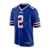 Front view of Buffalo Bills royal blue number 2 jersey showing NFL shield, team logo, and Nike branding details