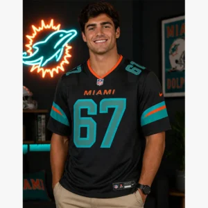 Charlie Heck Dolphins Game Black Jersey 67