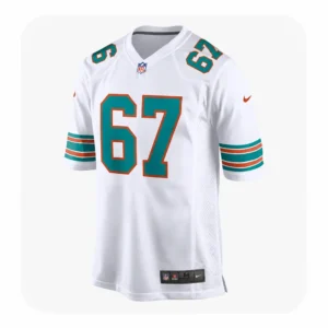 Charlie Heck Dolphins Game White Jersey Number 67