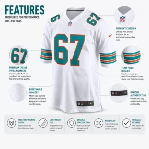 Charlie Heck Dolphins Game White Jersey 3