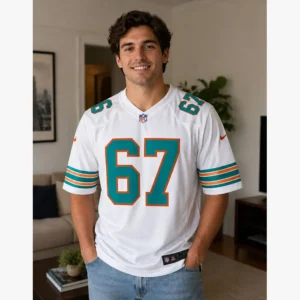 Charlie Heck Dolphins Game White Jersey 4