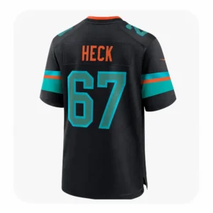 Charlie Heck Miami Dolphins Game Black Jersey
