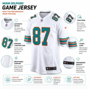 Cole Turner White Game Dolphins Jersey. Details View