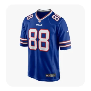 Front view of Dawson Knox #88 Buffalo Bills Royal Blue Nike Game Jersey on white background