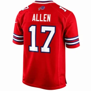 Back view of Josh Allen Red Alternate Jersey showing ALLEN name and number 17