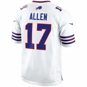 Back view of Josh Allen White Jersey showing ALLEN and number 17