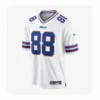 Front view of a white Buffalo Bills Game Edition jersey featuring Dawson Knox's number 88