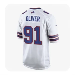 Buffalo Bills Ed Oliver number 91 white jersey, back view
