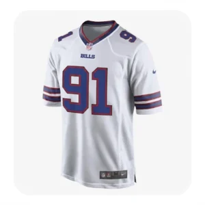 Buffalo Bills Ed Oliver white game jersey, front view