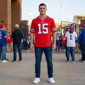 greg rousseau red jersey bills fan lifestyle