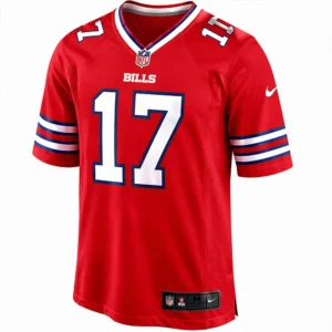 Front view of Josh Allen #17 Buffalo Bills Nike Red Alternate Game Jersey