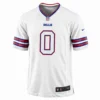 Front of the Keon Coleman White Buffalo Bills Nike jersey featuring number 0 and official team logos.