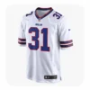 Front view of the Maxwell Hairston #31 Buffalo Bills white away jersey featuring screen-printed numbers and the NFL shield.