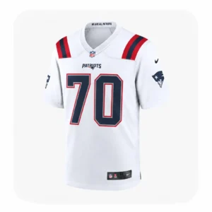 Caedan Wallace White Patriots Game Jersey