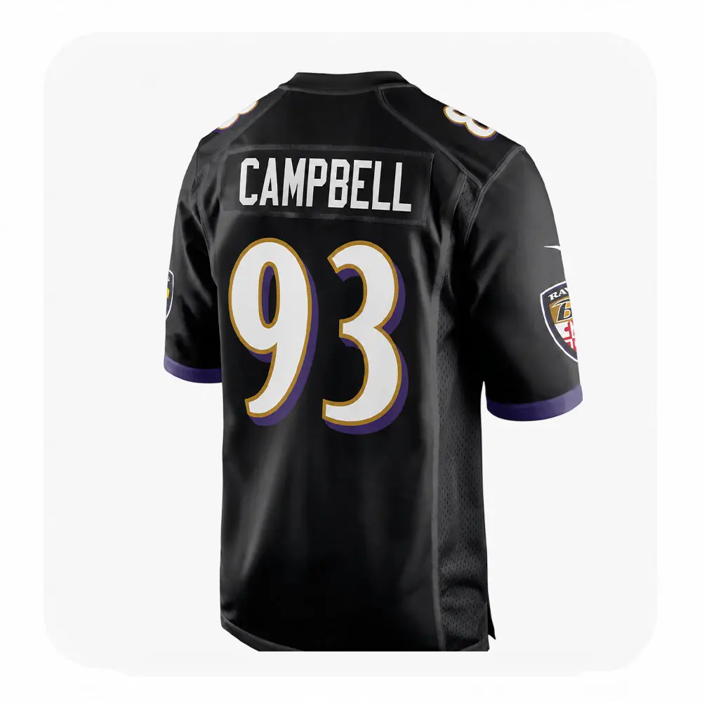 Back View For Calais Campbell Black Ravens Game Jersey Back View For Calais Campbell Black Ravens Game Jersey