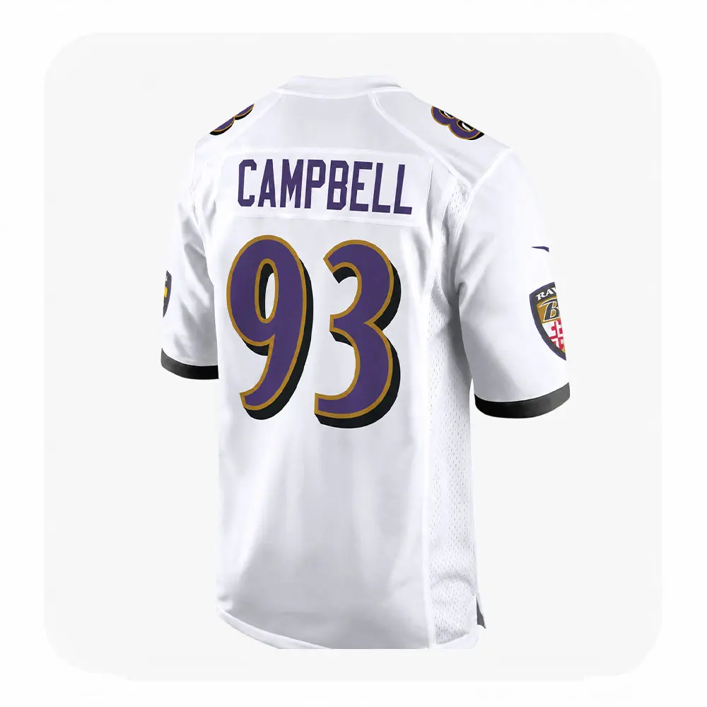 Back View For Calais Campbell White Game Ravens Jersey Back View For Calais Campbell White Game Ravens Jersey