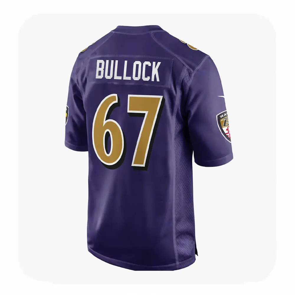 Back View For Corey Bullock Purple Ravens Game Jersey Back View For Corey Bullock Purple Ravens Game Jersey
