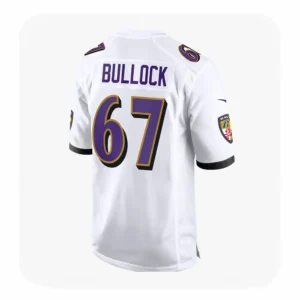 Back View For Corey Bullock White Ravens Team Game Jersey