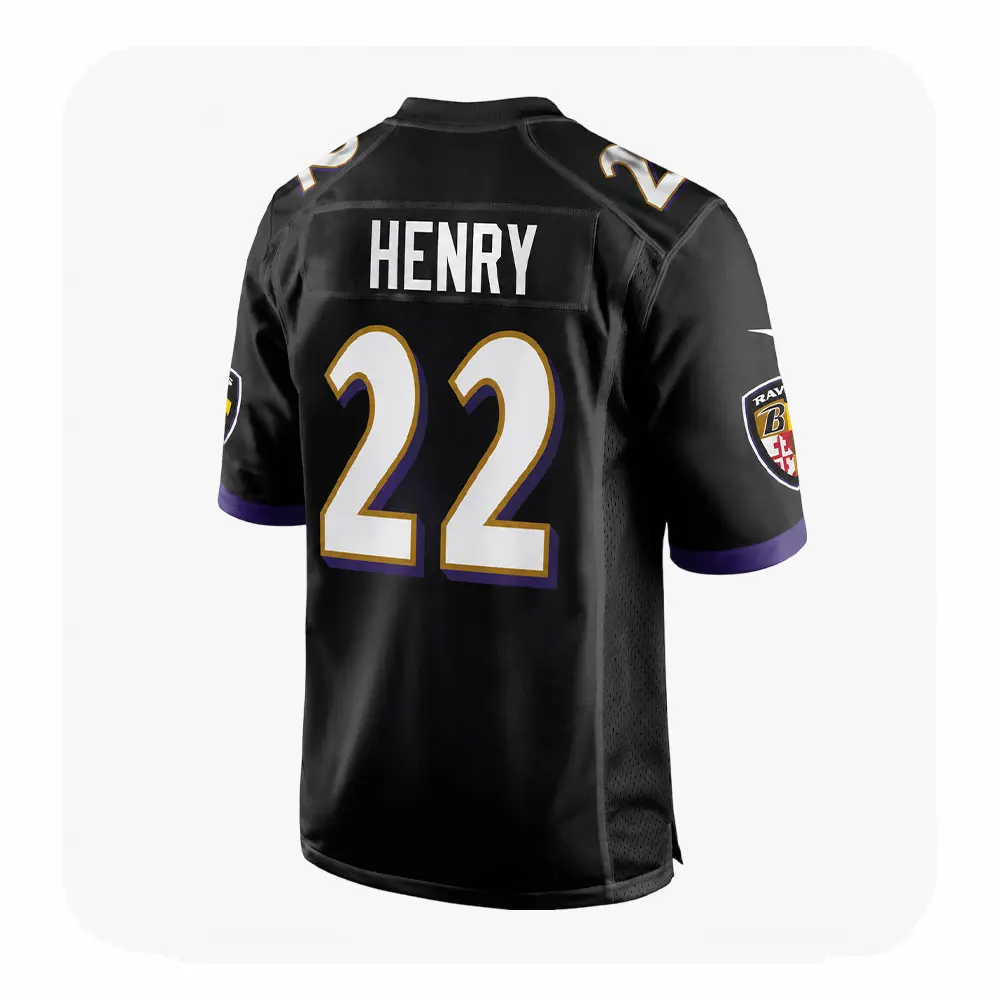 Back View For Derrick Henry Black Ravens Game Jersey Back View For Derrick Henry Black Ravens Game Jersey