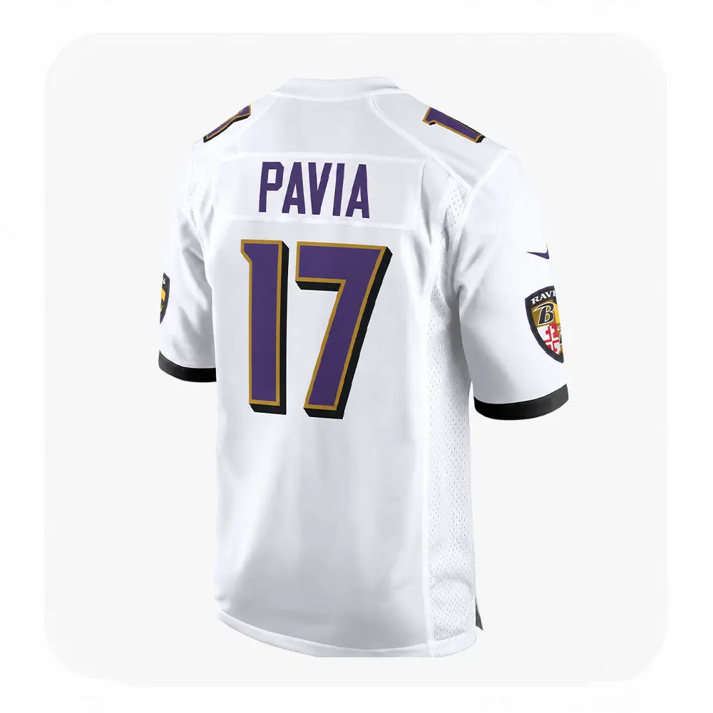 Back View For Diego Pavia White Baltimore Ravens Game Jersey Back View For Diego Pavia White Baltimore Ravens Game Jersey