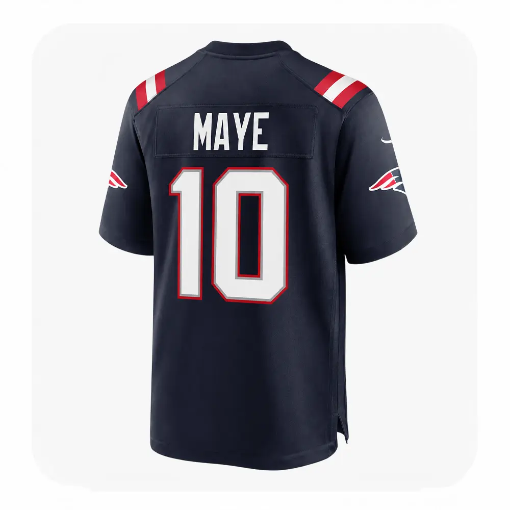 Back View For Drake Maye New England Patriots Game Navy Jersey Back View For Drake Maye New England Patriots Game Navy Jersey