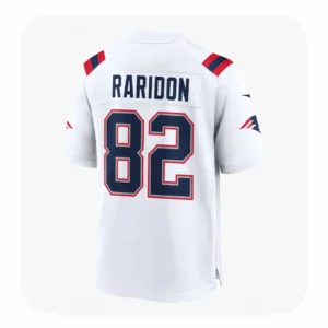 Back View For Eli Raridon New England Patriots 82 White Jersey