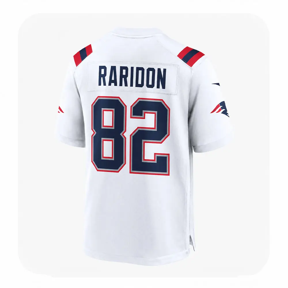 Back View For Eli Raridon New England Patriots #82 White Jersey Back View For Eli Raridon New England Patriots 82 White Jersey