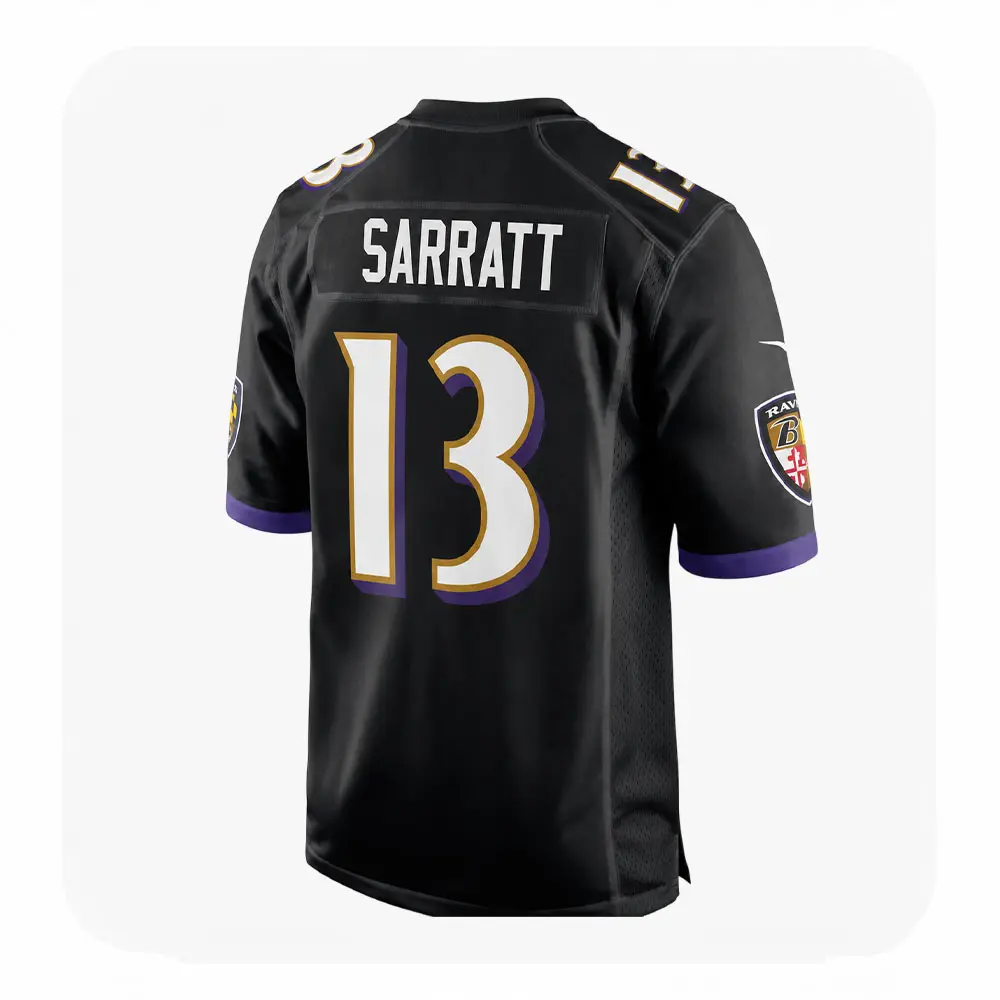 Back View For Elijah Sarratt Ravens Black Jersey Back View For Elijah Sarratt Ravens Black Jersey