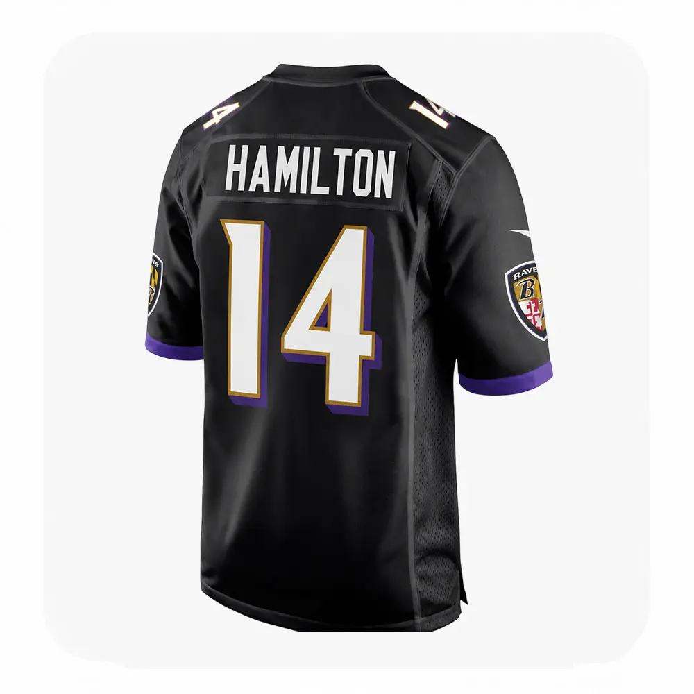 Back View For Kyle Hamilton Black Ravens Game Jersey Back View For Kyle Hamilton Black Ravens Game Jersey