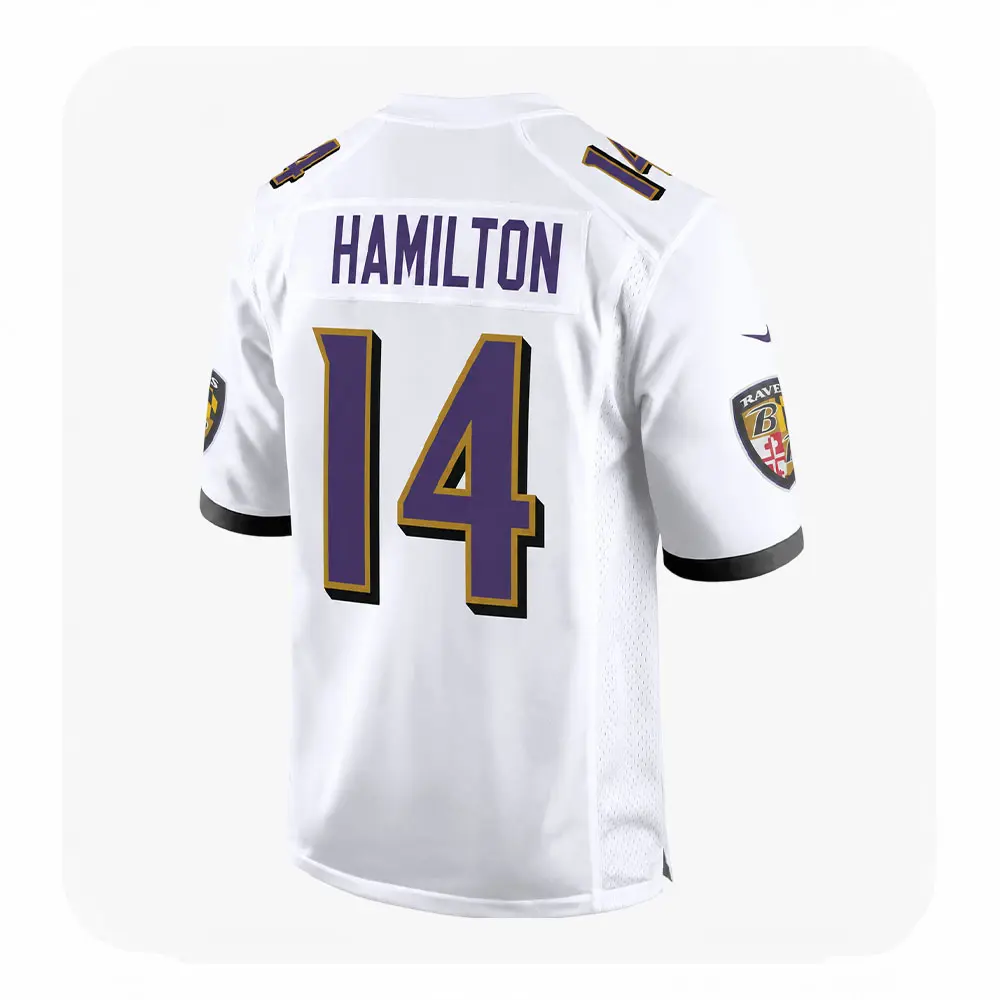 Back View For Kyle Hamilton White Ravens Team Fan Jersey Back View For Kyle Hamilton White Ravens Team Fan Jersey