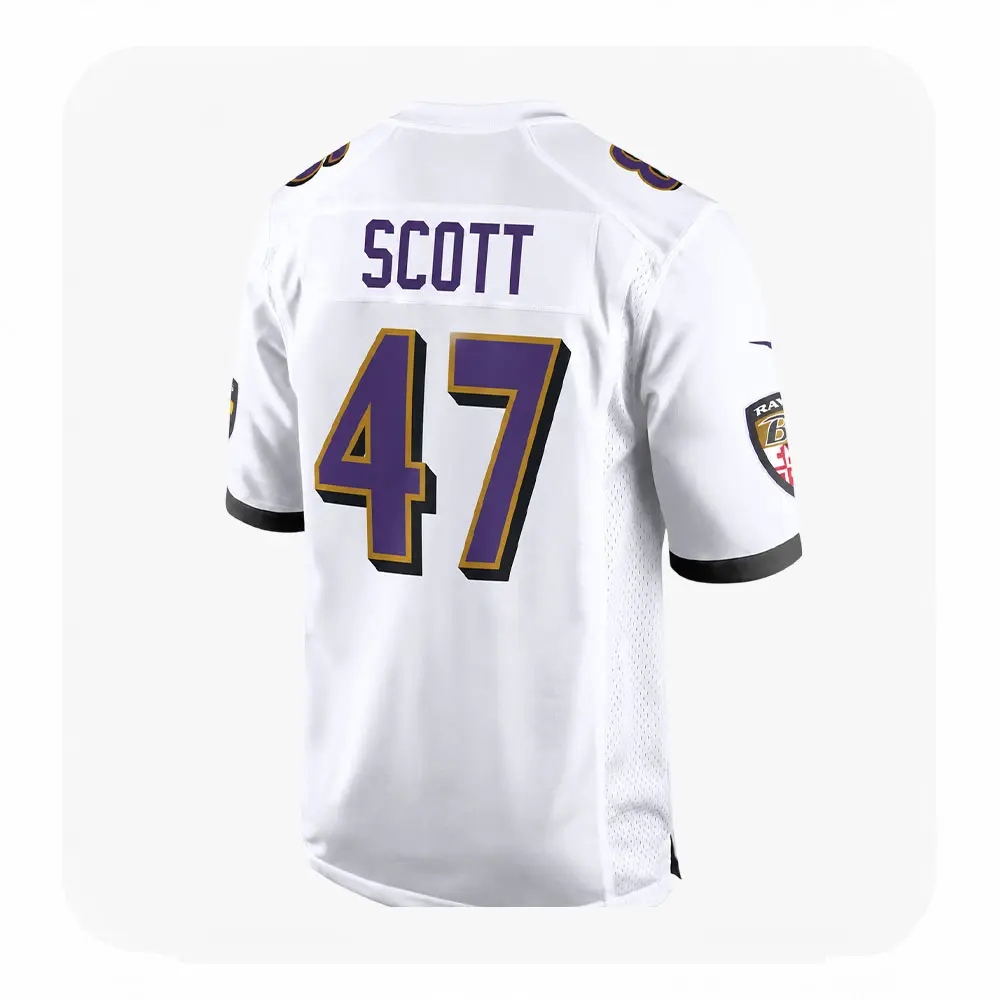 Back View For Lucas Scott Ravens White Team Game Jersey Back View For Lucas Scott Ravens White Team Game Jersey