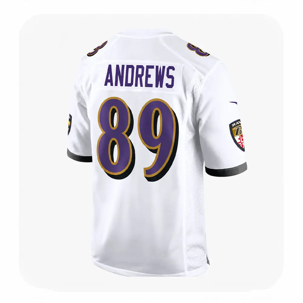 Back View For Mark Andrews White Ravens Game Jersey Back View For Mark Andrews White Ravens Game Jersey
