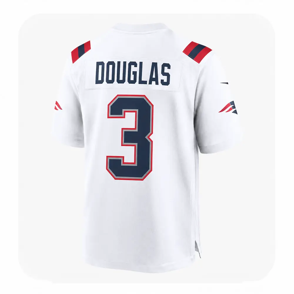 Back View For Men’s Demario Douglas White Patriots Jersey Back View For Mens Demario Douglas White Patriots Jersey