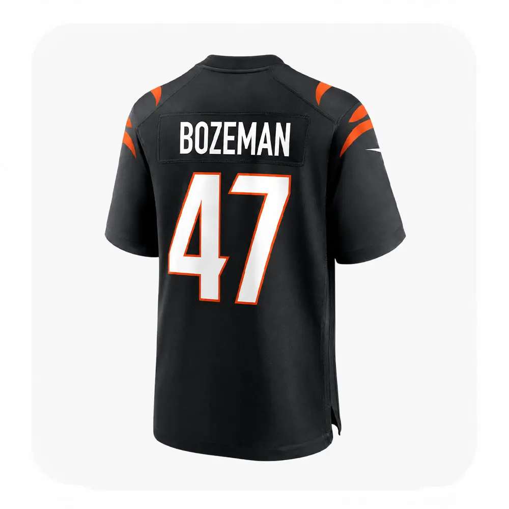 Back View For Swayze Bozeman Bengals Team Black Game Jersey Back View For Swayze Bozeman Bengals Team Black Game Jersey