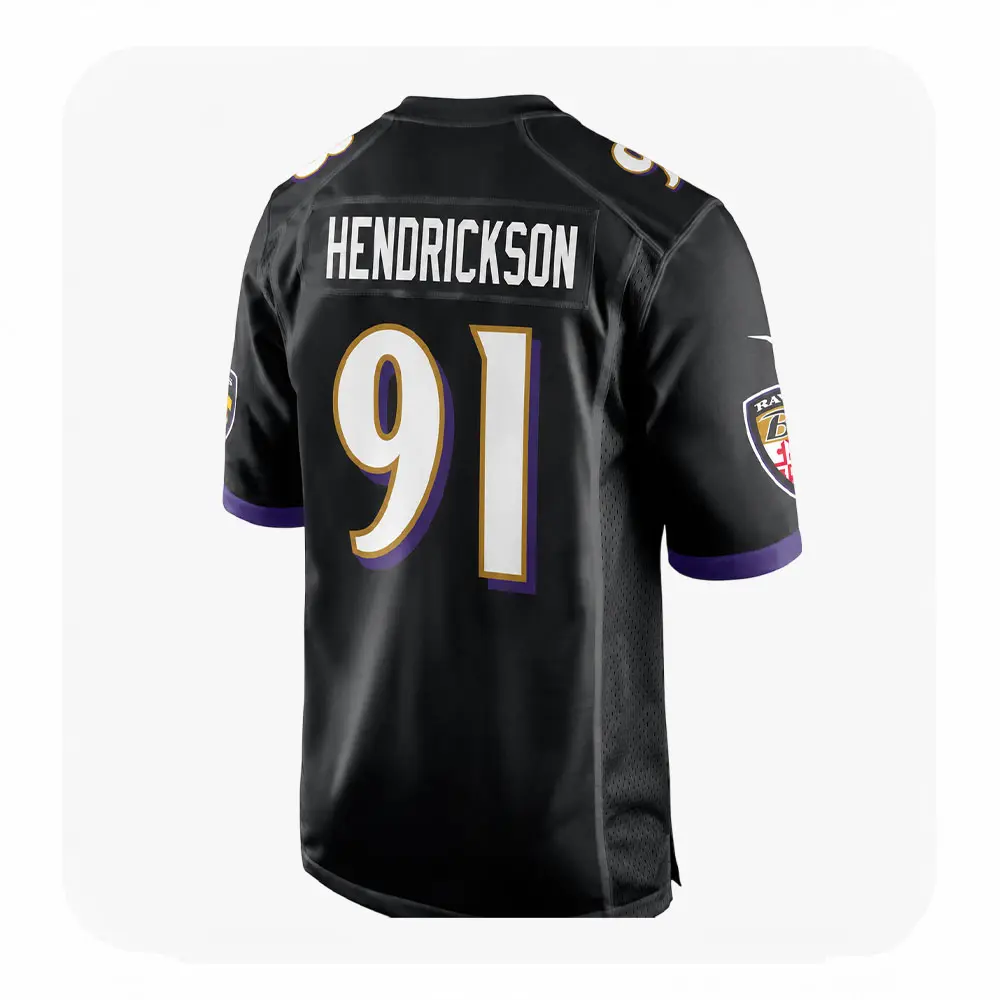 Back View For Trey Hendrickson Black Ravens Team Jersey Back View For Trey Hendrickson Black Ravens Team Jersey