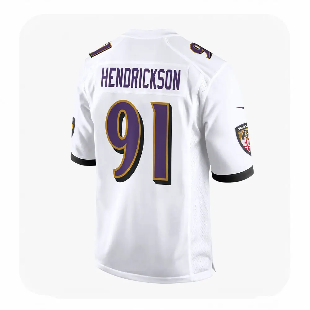Back View For Trey Hendrickson White Game Baltimore Ravens Jersey Back View For Trey Hendrickson White Game Baltimore Ravens Jersey