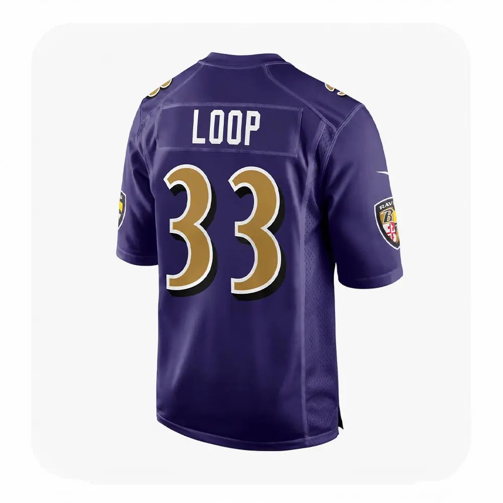 Back View For Tyler Loop Ravens Game Purple Jersey Back View For Tyler Loop Ravens Game Purple Jersey