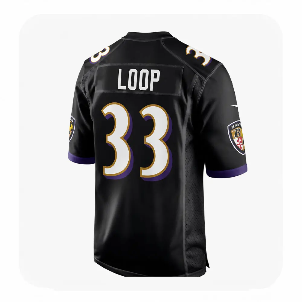 Back View For Tyler Loop Ravens Team Black Game Jersey Back View For Tyler Loop Ravens Team Black Game Jersey