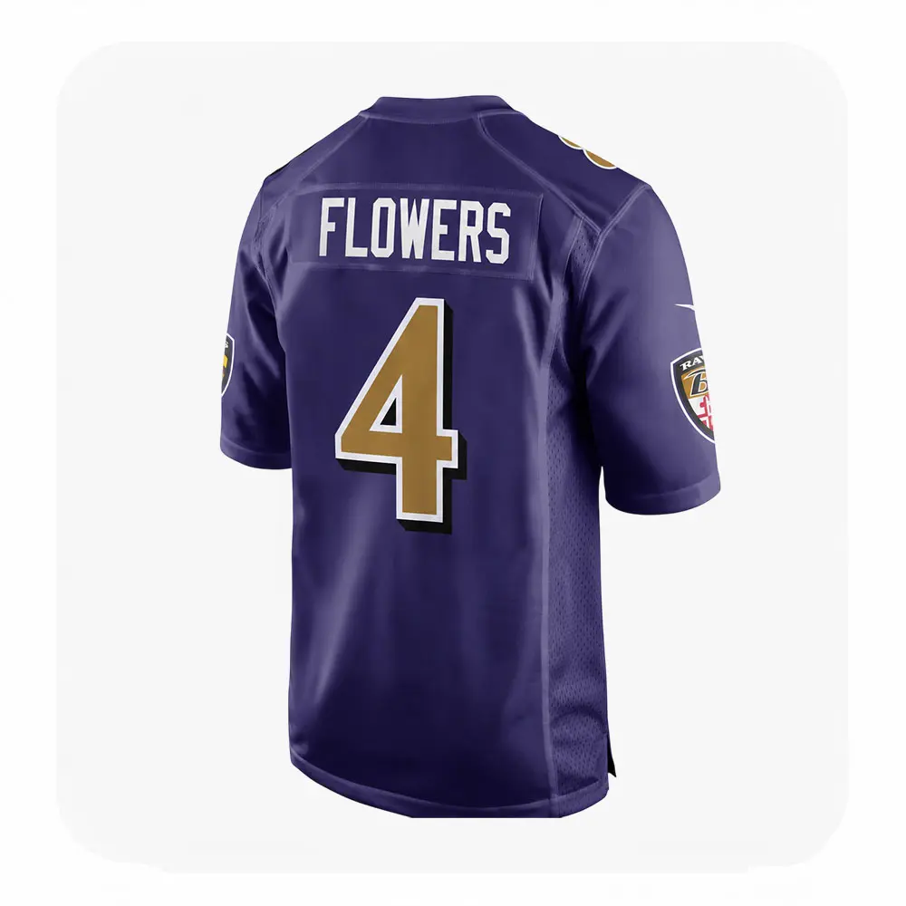 Back View For Zay Flowers Purple Ravens Game Jersey Back View For Zay Flowers Purple Ravens Game Jersey