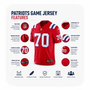 Details Caedan Wallace Red 70 Patriots Game Jersey