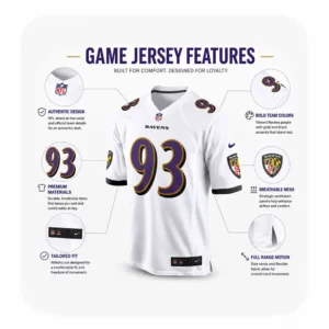 Details For Calais Campbell White Game Ravens Jersey