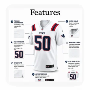 Details For Hunter Henry 50 Patriots White Jersey