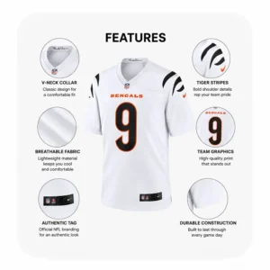 Details For Joe Burrow Bengals White Game Jersey