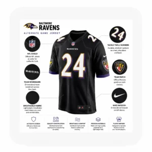 Details For Malaki Starks Ravens Team Black Game Jersey