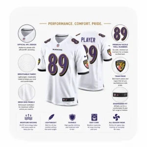 Details For Mark Andrews White Ravens Game Jersey