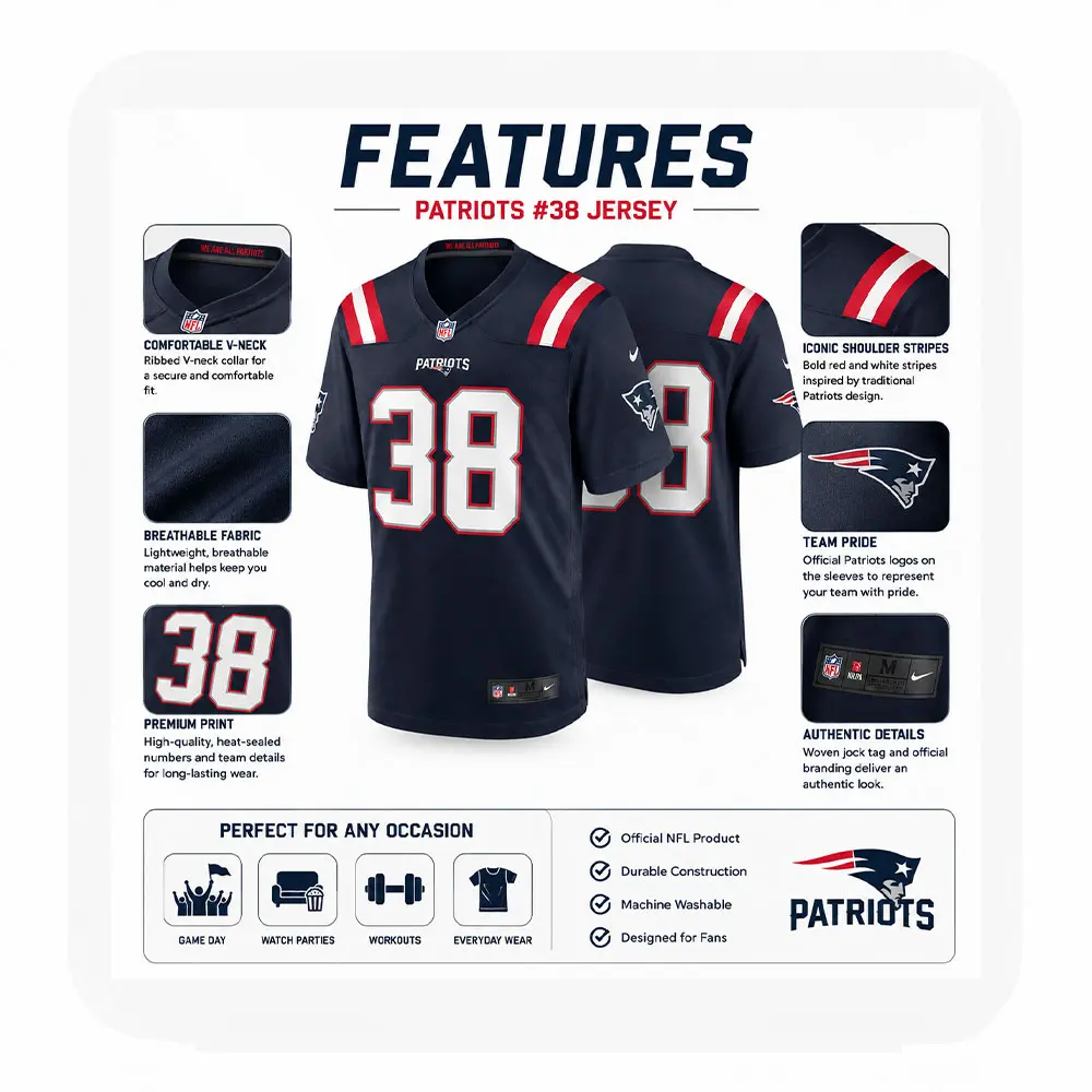 Details For Men's Rhamondre Stevenson Navy New England Patriots Game Jersey Details For Mens Rhamondre Stevenson Navy New England Patriots Game Jersey