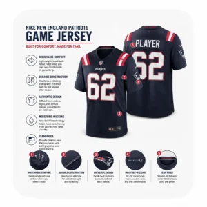 Details For Niko Lalos 62 Patriots Team Navy Jersey